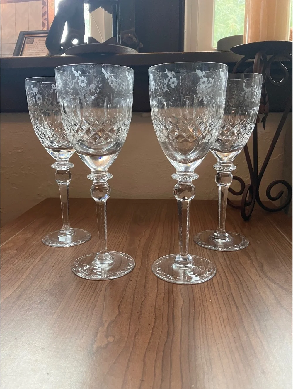 Set of 4 Vintage Etched Crystal Wine Glasses [COPY]